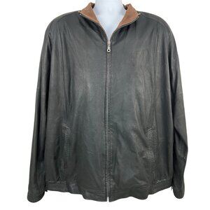 Vtg Men Remy Leather Bomber Jacket 48 Black Zip Minimalist Classic Quiet Lux USA